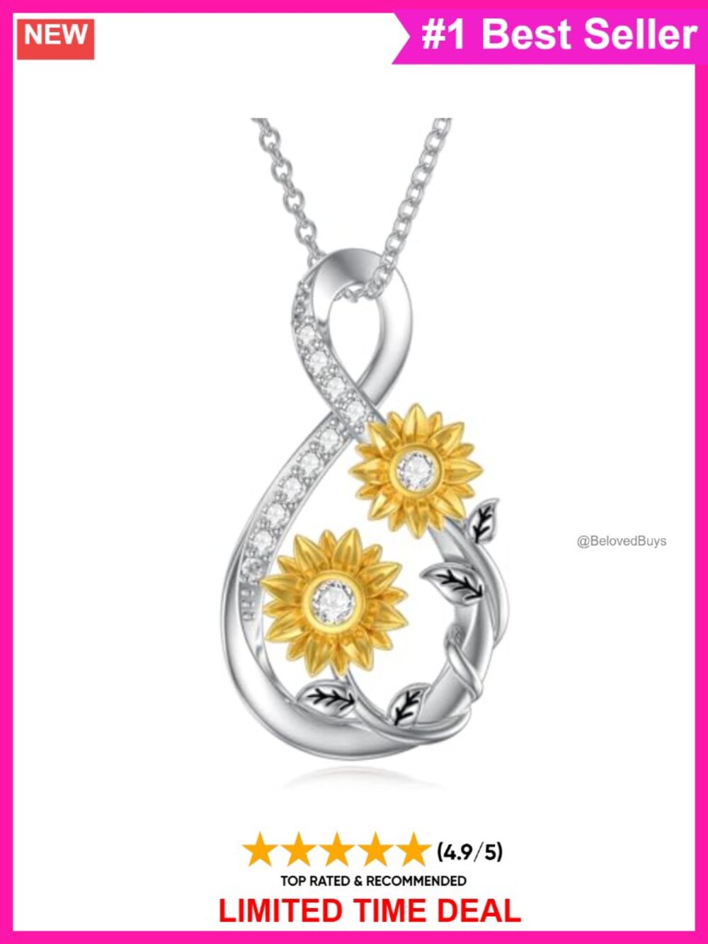 0.5CT Moissanite Sunflower Necklace 925 Ster